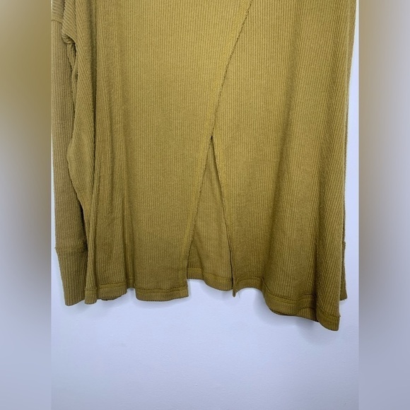 Free People Chartreuse cowl neck split back long sleeve - Picture 7 of 11